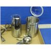 Image 1 : Lot of 3 Stainless Steel Kitchen items / Coffee Grinder / locking container / 4 measure cups
