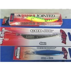 3 New Fishing lures/bait / 2 Gibbs / 1 Rapala jointed