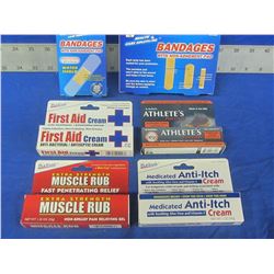 Lot of New Health items / Bandaids / first aid cream / muscle rub / anti itch / athletes foot cream