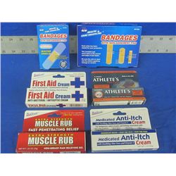 Lot of New Health items / Bandaids / first aid cream / muscle rub / anti itch / athletes foot cream