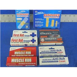 Lot of New Health items / Bandaids / first aid cream / muscle rub / anti itch / athletes foot cream