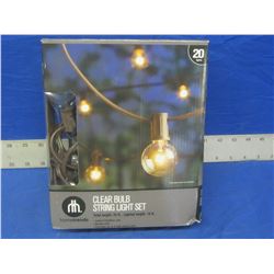 New clear bulb set / 20 lights 20ft long  TESTED WORKING