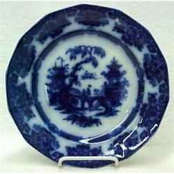 Flow blue plate "Kin-Shan" by E. C. & Co. (Ed
