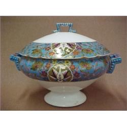 Royal Vienna covered tureen, banded floral an