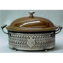 Oval covered casserole in sterling silver hol