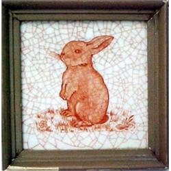 Heubach rabbit tile, standing rabbit, crackle