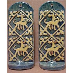 A pair of Moravian Pottery sconces "Deer Ridi