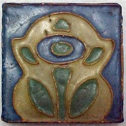 Pottery tile, probably Van Briggle, 4" square