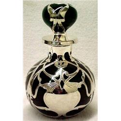 Art Nouveau sterling overlay scent bottle, fo
