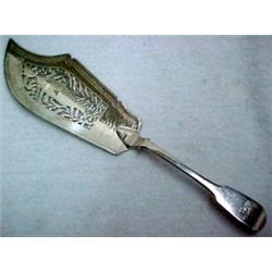 English silver fish server, reticulated blade
