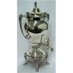 Victorian silverplated hot water dispenser, c
