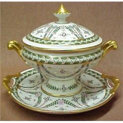 French porcelain covered sauce bowl with lid