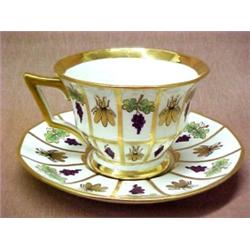 French porcelain teacup and saucer, hand pain