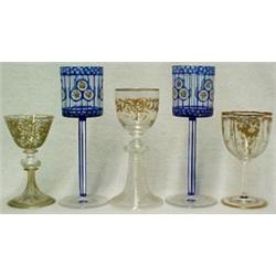Five stemglasses including a pair of Czech. s