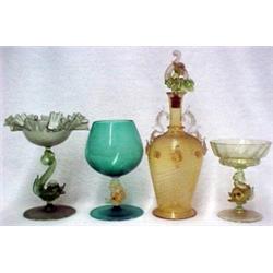 Four pieces of Venetian glassware