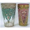 Image 1 : Two enameled tumblers, including Moser type c