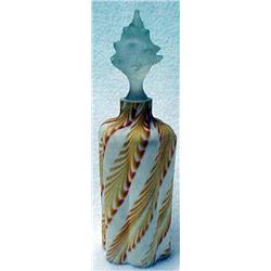 Art glass cologne bottle "Pulled Feather" wit