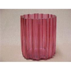 Cranberry glass vase, undulating cylinder for