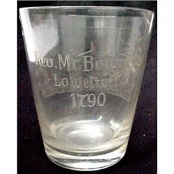 Hand cut German flip glass, engraved Rev. Mr.