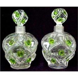 A pair of Lalique crystal scent bottles with
