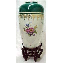 H & Co. Selb Bavaria 21" porcelain vase, teal
