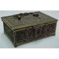 Bronze dresser box, repousse Art Nouveau all