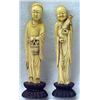 Image 1 : A pair of carved ivory Japanese figures on wo
