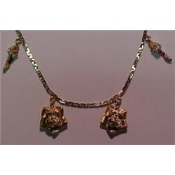 14K gold and diamond flower necklace, 18" cha