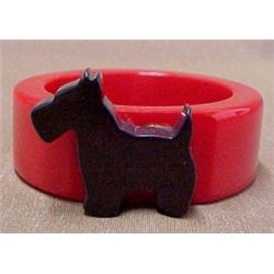 Bakelite Scottie dog bracelet, red bakelite b