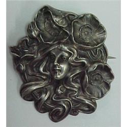 Unger Brothers Art Nouveau pin, sterling silv