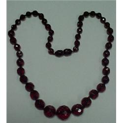 Cherry amber bead necklace, 16" graduated bea