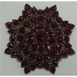 Bohemian garnet pin, starburst motif with tie