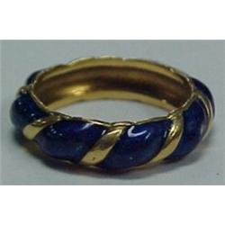 Gold enameled ring, 14K or 18K ring with blue