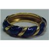 Image 1 : Gold enameled ring, 14K or 18K ring with blue
