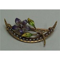 C. 1915 14K flower and crescent pin, approxim