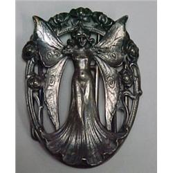 Sterling silver Art Nouveau belt buckle 2 1/2
