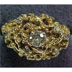 14K gold and diamond cocktail ring, yellow go