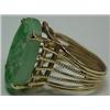 Image 2 : 14K gold and jade ring, custom yellow gold mo