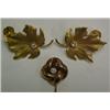 Image 1 : 14K diamond earrings and stick pin, maple lea