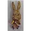 Image 2 : Pair of 14K gold and gemstone rabbit clips, c