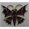 Image 1 : Bohemian garnet butterfly pin, C. 1890 brass