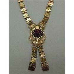 Victorian gold filled garnet necklace, 17" bo