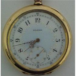 Elgin gold filled pocketwatch, porcelain snow