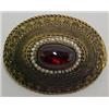 Image 2 : Two garnet pins, 1 1/8" wide oval pin with ca