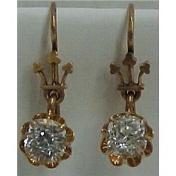 Victorian rose gold earrings with cushion cut