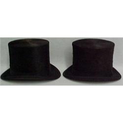Two men's top hats, genuine sheared beaver ha