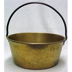Brass bucket, iron bail handle with copper ri