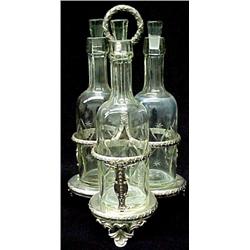 English silver plated liquor frame with three
