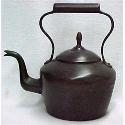 English copper tea kettle, copper bail handle