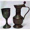 Image 1 : Pewter syrup and chalice, syrup with acorn fi